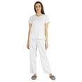 thumbnail image 1 of Inkmeso Womens 2Pcs Solid Nightwear Set Short Sleeves Top & Pajama Sets Soft Cotton Loungewear, 1 of 7
