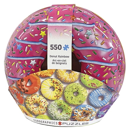 Eurographics: Puzzle Tin: Donut Rainbow - 550 Piece Jigsaw - Collectible Decorative Desert Shaped Gift Tin 13 x 19 Assembled High-Quality Materials