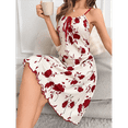 thumbnail image 6 of Women'S Floral Print Rib Knit Sleeveless Tie Front Chemise Nightgown Nightdress Sleepwear Red L, 6 of 7