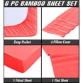 thumbnail image 3 of 6 Piece Luxury Rayon Made From Bamboo Sheets Set- Queen Coral Sheets, Softer Than Cotton-Up To 16" Deep Pockets-Wrinkle Free-Extremely Soft Bamboo Derived Rayon Sheets- Queen,Coral, 3 of 5