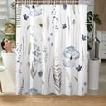 thumbnail image 2 of Floral Shower Curtain Set,Blue Beige Poppy Flowers Shower Curtains for Bathroom,Watercolor Lush Botanical Waterproof Fabric Bath Curtain with 12 Hooks 72x72in, 2 of 6