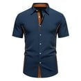 thumbnail image 2 of pstuiky Mangas cortas para hombre, Blusa informal de encaje con botones y manga corta para hombre camisetas de hombre l, 2 of 6