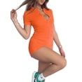 thumbnail image 4 of VISgogo Mono para Mujer, Manga Corta Color Sólido Rayas Texturizadas Slim Fitting Body Short Playsuit VISgogo  moda, 4 of 5