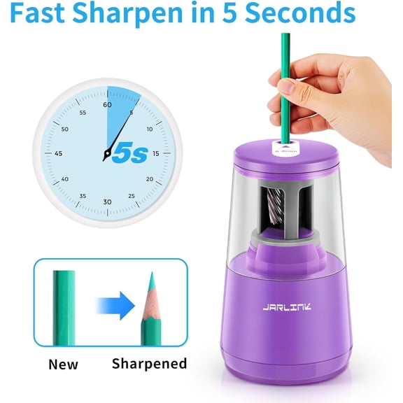 XIUUS-Electric Pencil Sharpener, Heavy Duty Helical Blade, Auto Stop