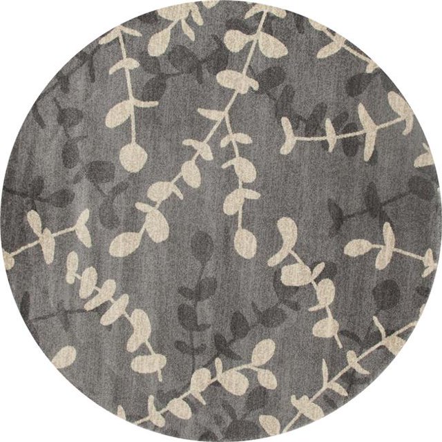 Art Carpet 24996 5 ft. Milan Collection Eucalyptus Woven Round Area Rug, Gray
