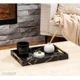 thumbnail image 3 of Home Redefined Rectangle Serving Tray Black Marble Faux Leather Gold Handles 17.5" x 12", 3 of 7