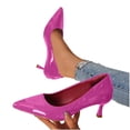 thumbnail image 4 of Women's Mid Kitten Heel Pumps Classic Fashion Dress Pumps Simple Heeled Shoes for office Work Size 36-43 Purple, 4 of 6