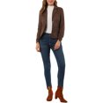 thumbnail image 2 of INSPIRE CHIC Women's Faux Suede Button up Casual Open Front Drawstring Long Sleeve Blazer M Brown, 2 of 7