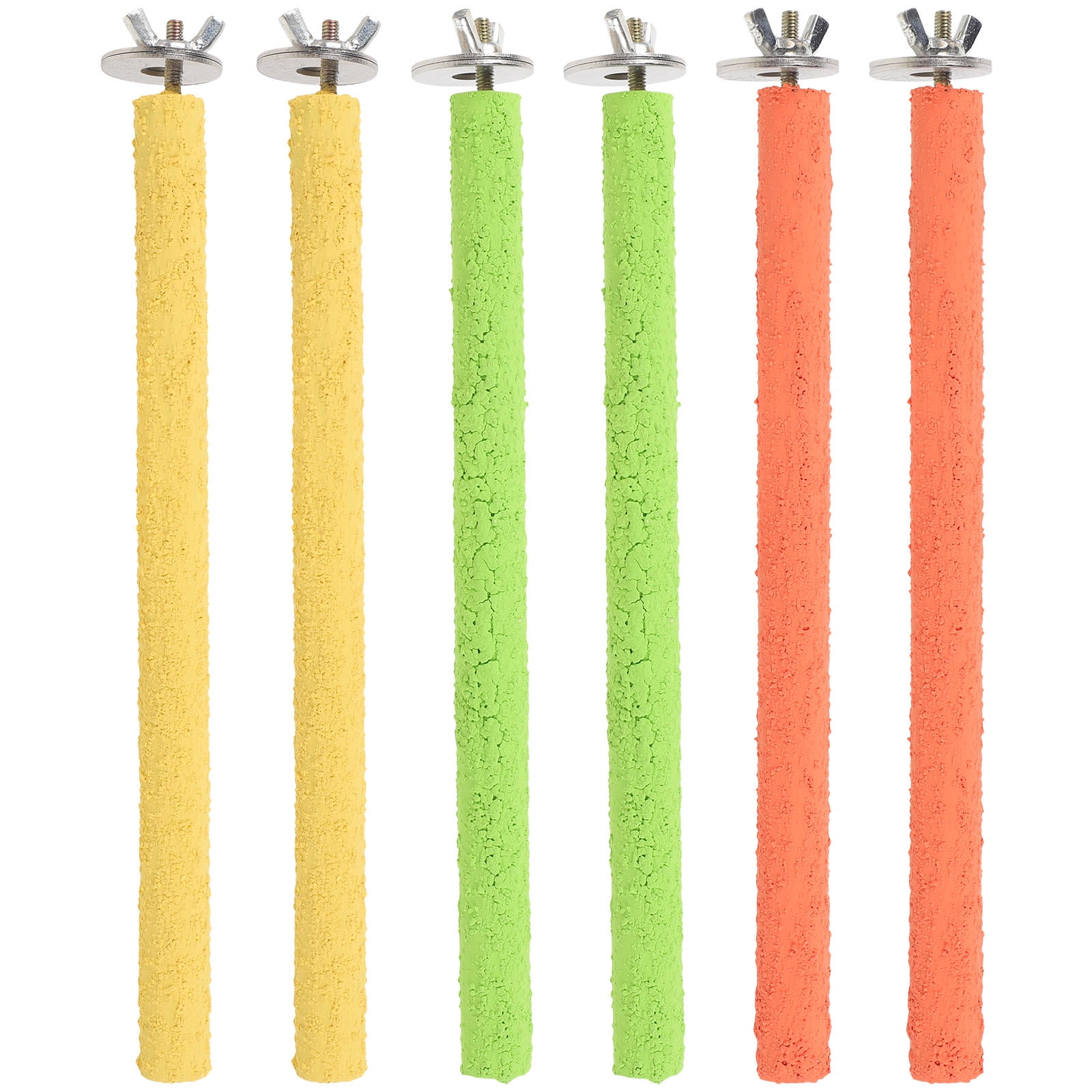 Phenofice 6Pcs Parakeet Perch Wooden Stand with Quartz Sand for Bird Cage Accessories Assorted Colors