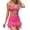 (NEW159)Hot Pink, variant on Women's High Waisted Sexy Crisscross Wrap Halter Bikini Set with O Ring Detail Ruffled Ruched Skirt Fashionable Bottom Swimsuit