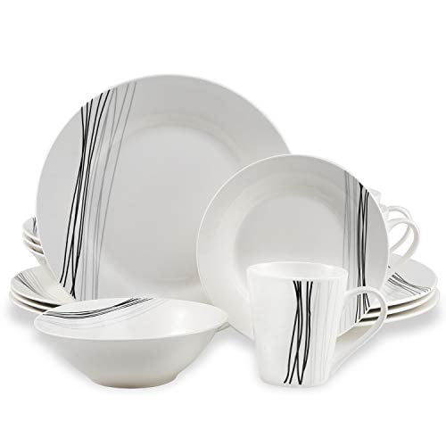 Plain 16PC Dinner Set Bowl Plate Mug Soup Side Porcelain Cup Gift Kitchen Service New 