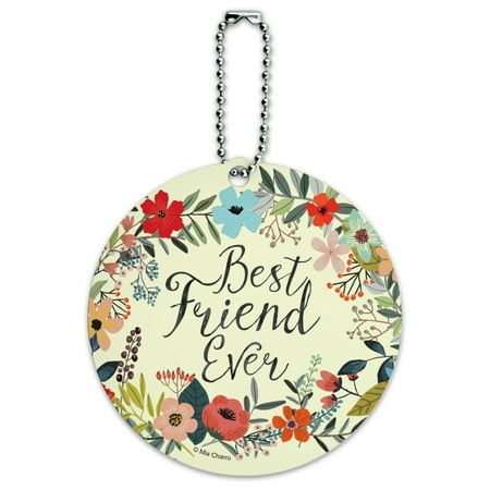 Best Friend Ever Floral Round Luggage ID Tag Card Suitcase
