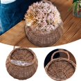 thumbnail image 2 of Pot de Fleurs Suspendu en Osier Rotin Demi-Rond Jardinière Suspendue avec Poignée Amovible Intégrale Panier de Rangement Mural Support de Pot de Fleurs en Bois, 2 of 5