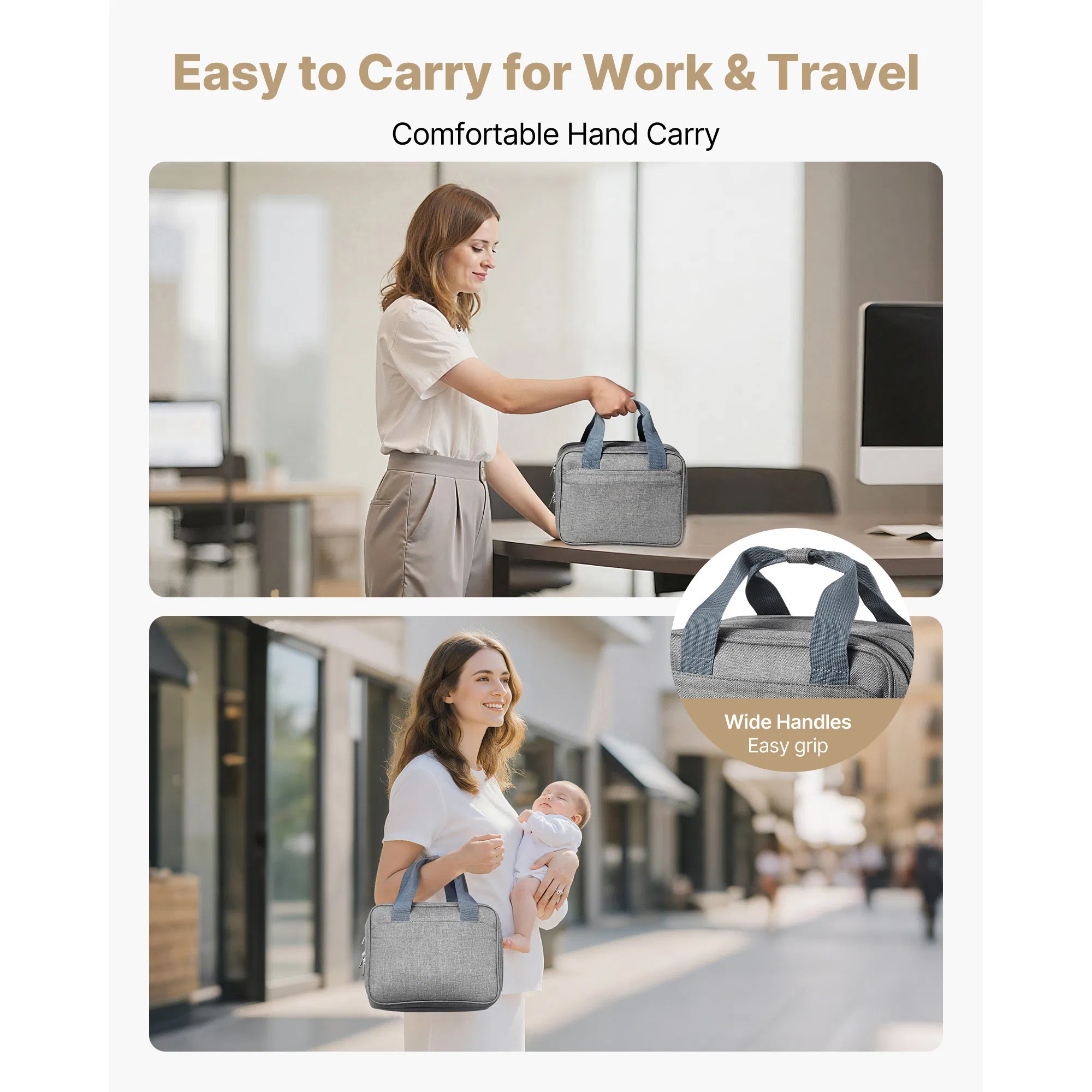 Portable Wearable Breast Pump Bag with Ice Pack for M5/M6-Stylish Grey Carrying Case for Breastfeeding,Pumping Accessories,and Milk Storage