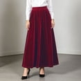 thumbnail image 2 of Wxolcjlv Womens Velvet Maxi Skirt Elastic Waist Pleated Full Cut Skirts, 2 of 9