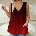 thumbnail image 5 of GIPQJK Womens Sleeveless Tank Tops Plus Size Deep V Neck Sleeveless Shirt Casual Loose Fit Floral Print 2025 Summer Tees Blouses with Pockets,Wine 3XL, 5 of 5