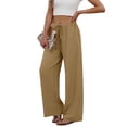 thumbnail image 5 of Diufon Women's Linen Pants Drawstring Waist Wide Leg Palazzo Pant Summer Casual Beach Trousers with Pockets, 5 of 8