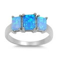 thumbnail image 1 of Blue Simulated Opal Elegant Ring .925 Sterling Silver Band Cubic Zirconia Jewelry Female Male Size 9, 1 of 4