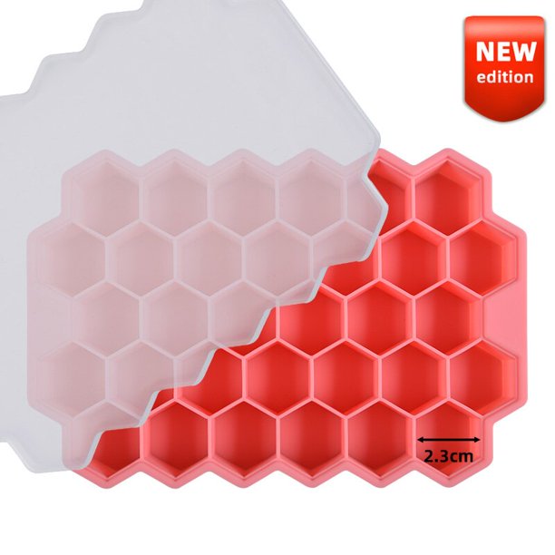 SILIKOLOVE-bandeja de cubitos de hielo de panal de abeja creativa, reutilizable molde de silicona, fabricante de cubitos de hielo sin BPA, molde de hielo con Tapas extraíbles
