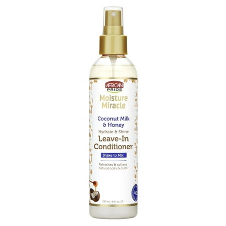 African Pride Moisture Miracle Coconut Milk and Honey Leave-In Conditioner 8 Oz. Pack of 2