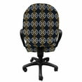 thumbnail image 3 of Abstract Office Chair Slipcover, Pattern with Interlacing Lines Knots Modern Twisted Tangled Design, Protective Stretch Decorative Fabric Cover, Standard Size, Dark Blue Marigold White, by Ambesonne, 3 of 5