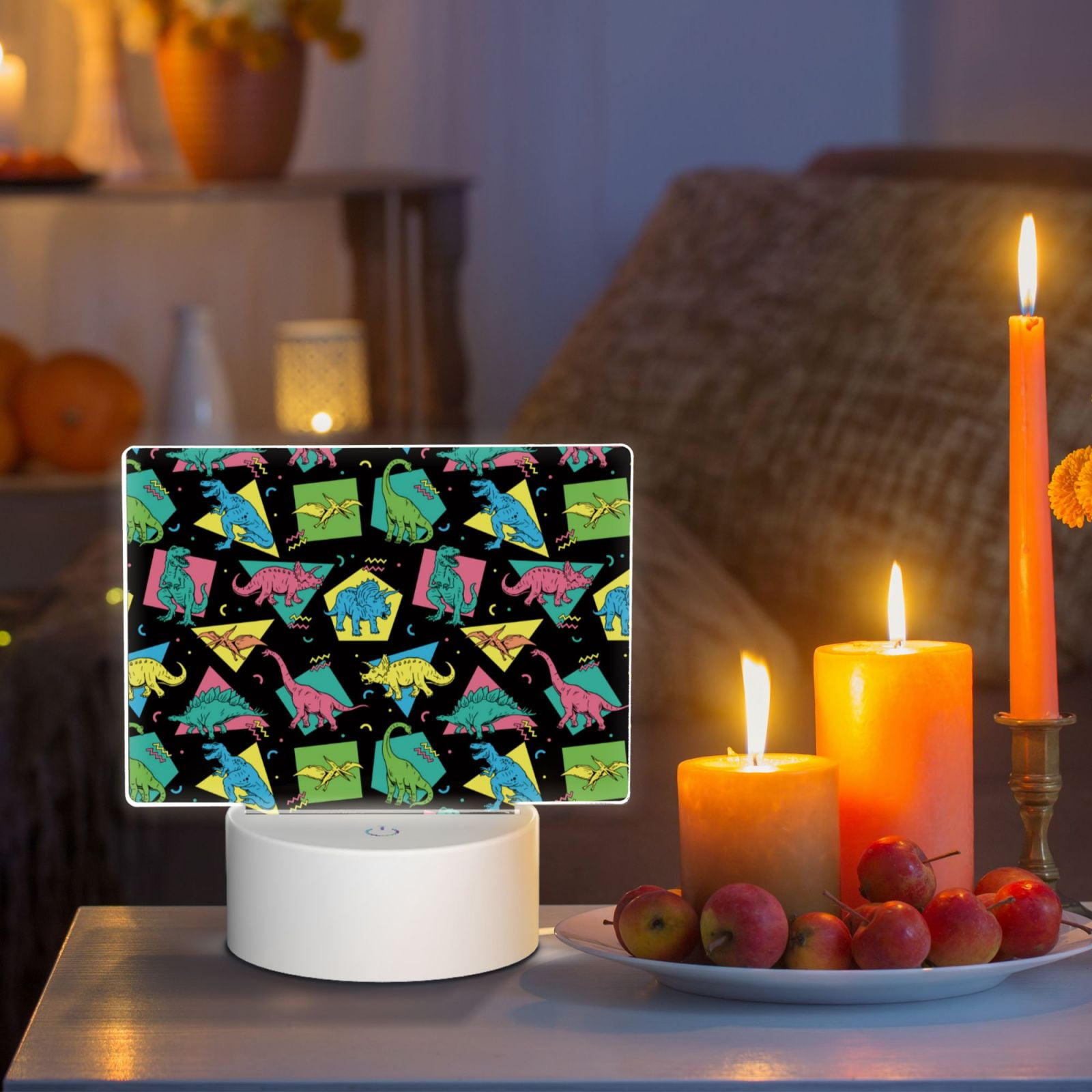 Kdxio Geometric Dinosaur Rectangular Acrylic Night Light Acrylic Sleep Night Light Friend Gifts for Birthday Gifts for Women Teens Boys Girls
