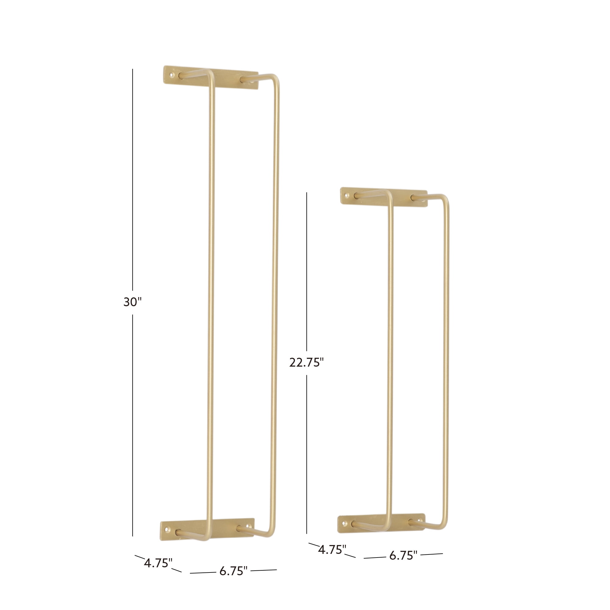 Brabson Wall-Mounted Metal Bathroom Towel Rack, Set of 2, Gold
