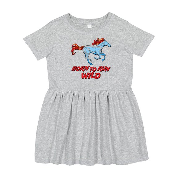 Inktastic Born to Run Wild Galloping Horse Girls Toddler Dress
