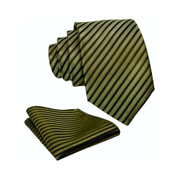 Scott Allan Collection Olive Green Necktie and Matching Pocket Square Set Neck Tie Set Olive