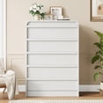 thumbnail image 3 of Commode à 5 Tiroirs Arquée pour Chambre, Commode à 5 Tiroirs en Bois de 45 Po de Hauteur avec Design à Profil Courbé, Organisateur de Rangement Moderne pour Garde-Robe pour Salon, Entrée, Chambre de Bébé - Blanc, 3 of 7