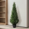 thumbnail image 3 of DR.Planzen Artificial Cedar Tree 4 ft Outdoor Artificial Topiary Cedar Plants Fake Tree UV Rated Potted Tree for Porch Decor Faux Pine Tree for Perfect Housewarming Gift 1 Pack, 3 of 7