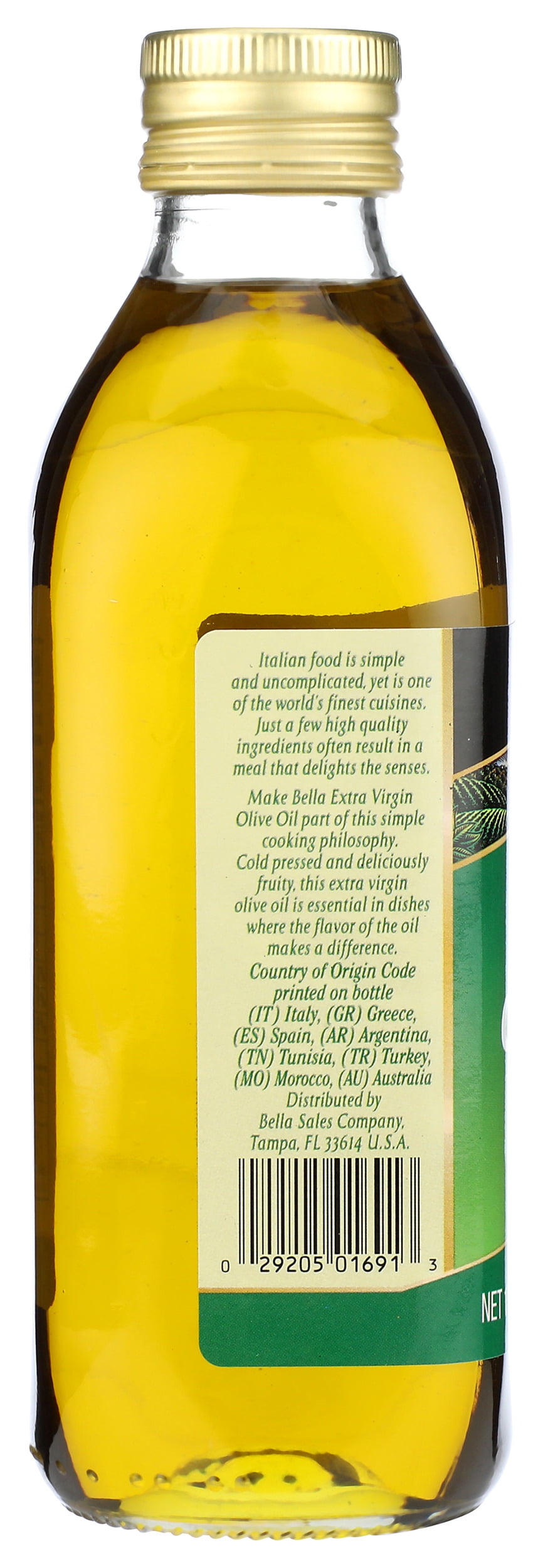 Pack of 8, Bella Cold Pressed Extra Virgin Olive Oil, 17 oz