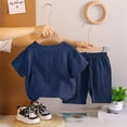 thumbnail image 4 of XQYLOS Kids Boys 2 Piece Summer Outfits Soft Comfy Short Sleeve T-shirt Tops Shorts Set Casual Loose Vacation Beach Clothes Set Boys Vacation Outfits, 4 of 8