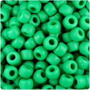 BeadTin Green Matte 9mm Barrel Pony Beads (500pc)