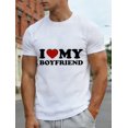 thumbnail image 2 of 【New Arrival】I Love My Girlfriend Red Heart Letter Graphic T-Shirt, Cotton Crew Neck Short Sleeve Tee, Romantic Couple Casual Wear Novelty Gift For Boyfriends, 2 of 10