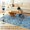 thumbnail image 4 of My Magic Carpet 5'x7' Machine Washable Non-Slip Dining Living Room Area Rug - Leilani Damask Blue, 4 of 6