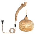 thumbnail image 1 of Retro Japanese Style Bamboo Bedside Wall Lamp Restaurant Rattan Lampmine Bedroom Background Wall Lamps US Plug-B, 1 of 5