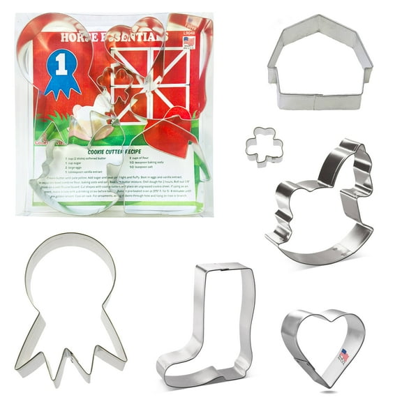 Horse Essentials Cookie Cutter Set 6 Pc - Foose Cookie Cutters - USA Tin Plated Steel