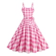 thumbnail image 2 of Callipe Women Dress Princess Style A-line Big Hem Shirring Ruffle Color Matching Tight Elastic Waist Sleeveless Christmas Party Prom Dress, 2 of 8