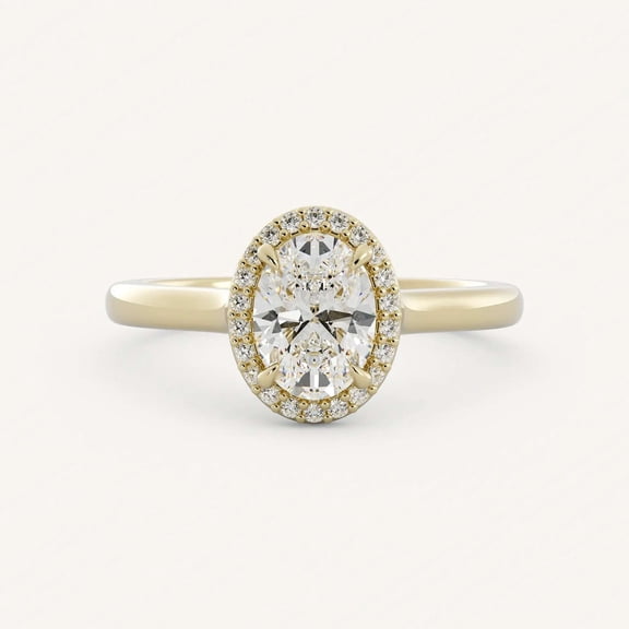 vylahjewellery Moissanite Mother's Day Halo Anniversary Ring 14K Vermeil Yellow Gold Wedding Promise Rings Oval Cut Diamond Solitaire Engagement Gift Ring for Women
