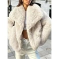 thumbnail image 6 of Women'S Faux Fur Coat Faux Fur Jacket Long Sleeve Lapel Winter Jackets Parka Short Coat Apricot Color XL, 6 of 9