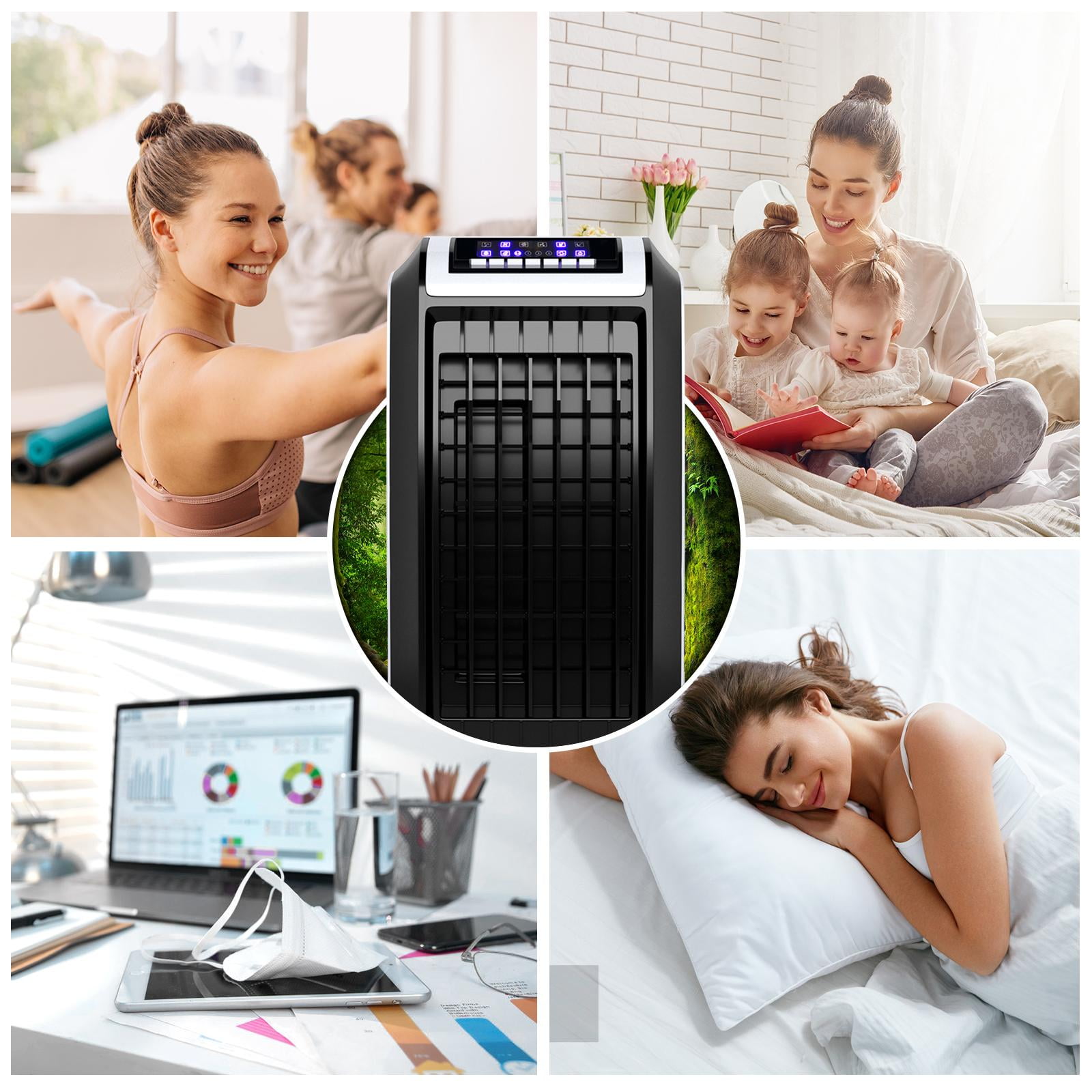Giantex Evaporative Cooler, Portable 4-in-1 Air Conditioner w/Humidifier u0026  Anion, Bladeless Electric Fan for Home Office - Walmart.com