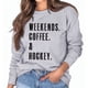 thumbnail image 1 of Sudadera de cuello redondo de manga larga para mujer con letras estampadas, ajuste holgado para días informales, talla M Sudadera gris de otoño, 1 of 5