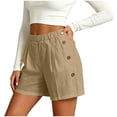 thumbnail image 7 of Pxxlle Cotton Shorts for Women with Pockets Lightweight Elastic Waisted Shorts Casual Summer Beach Vacation Clothes Khaki XXL, 7 of 7