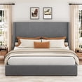 thumbnail image 2 of Garvee Modern Upholstered Platform Bed with 4 Storage Drawers – Corduroy Vertical Channel Tufted Wingback Headboard, Sturdy Wood Slats, Noise-Free, Easy Assembly – King Size, Grey, 2 of 8
