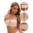 thumbnail image 3 of Unique Bargains Women's Front Closure Wirefree Strapless Tube Bras XL Beige, 3 of 6