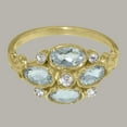thumbnail image 5 of LBG British Made 10k Yellow Gold Womens Ring Natural Diamond & Aquamarine Statement Ring - 33 size options - Size 7.5, 5 of 6