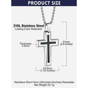 Bandmax Stainless Steel Cross Necklaces for Men for Crucifix Cross Pendant Necklace for Christian Faith Jewelry Birthday Father Day Gift for Dad Son Husband Grandpa