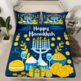 thumbnail image 2 of Feelyou Cartoon Hanukkah Menorah Bed Sheets for Teen, Olive Branches King Sheets, Happy Chanukah Theme Sheet Set, Breathable Home Decor, 4-Piece, 2 of 7