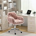 thumbnail image 6 of Fluffy Upholstered Dressing Chair, SYNGAR Modern Faux Fur Vanity Chair with 360 Degree Swivel, Height Adjustable Makeup Seat, Stylish Decorative Furniture for Girls Bedroom Living Room, Pink, D2674, 6 of 10